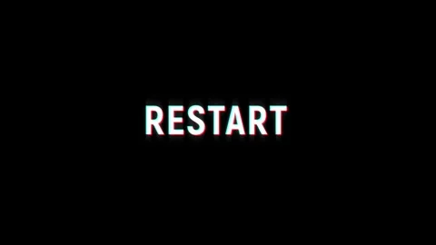 Restart pixel text animation with glitch effect on black background Stock Footage 313451692