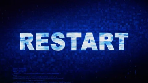 Restart Text Digital Noise Twitch Glitch Distortion Effect Error Animation. Stock Footage 106723628