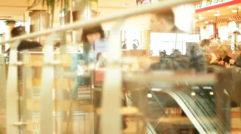 Restaurant 8 - crowds in the mall Stock Footage 743934