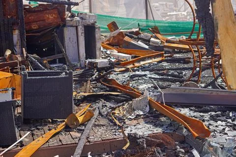 Restaurant after fire Stock Photos