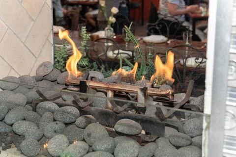 Restaurant ambience by simple gestures. Stock Photos