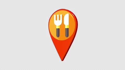 Restaurant and Food Map Location Pin Stock Footage 344330031