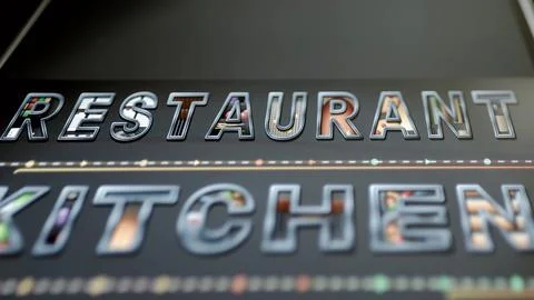 Restaurant and Kitchen words on interface Stock Photos