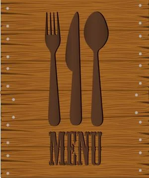 Restaurant background with a fork on a wooden background, vector illustration Stock Illustration