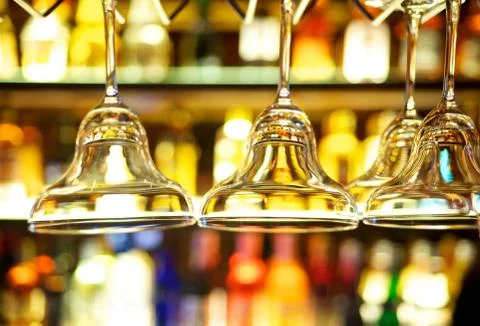 Restaurant bar glasses Stock Photos