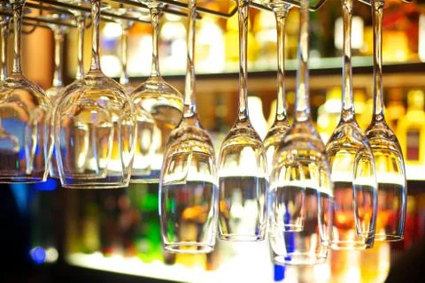 Restaurant bar glasses Stock Photos