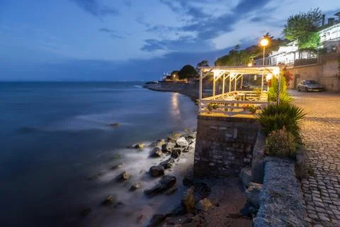 Restaurant on the beach at night Stock-Fotos