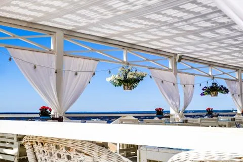 Restaurant on the beach Stock Photos