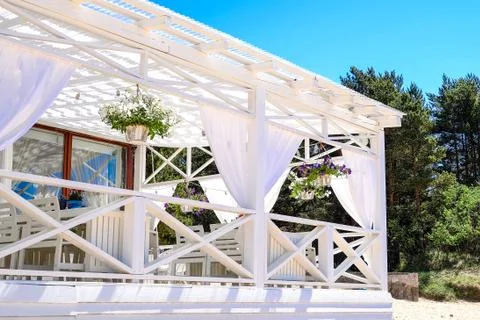 Restaurant on the beach Stock Photos