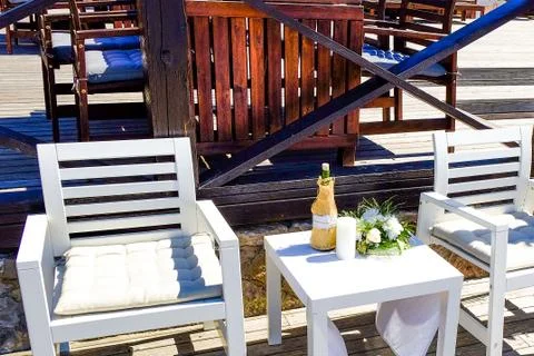 Restaurant on the beach Stock Photos