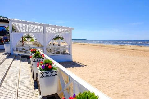 Restaurant on the beach Stock Photos