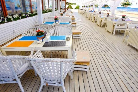 Restaurant on the beach Stock Photos