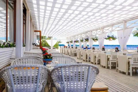 Restaurant on the beach Stock Photos