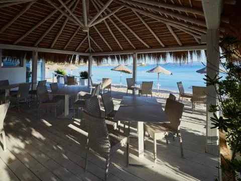 A restaurant on the beach Stock Photos
