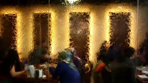 A restaurant behind the waterfall 1 Stock Footage 94175381