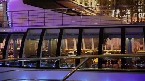 Restaurant on board of liner at evening Stock Footage 276369554