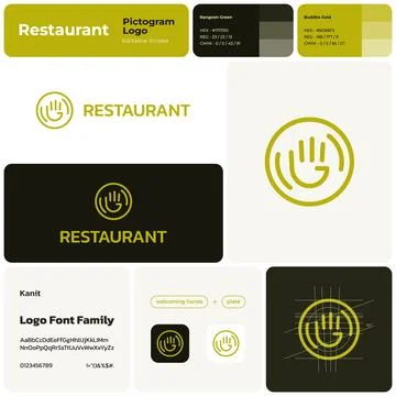 Restaurant branding template with creative logo Stock-Illustration