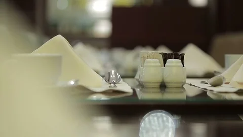 Restaurant breakfast with cutlery Stock Footage 71797499