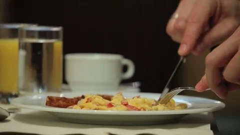Restaurant breakfast eating Stock Footage 71790765