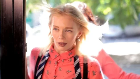 The restaurant bruptly includes two charismatic girls Stock Footage 80844394