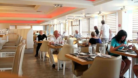 Restaurant With Buffet System Stock Footage