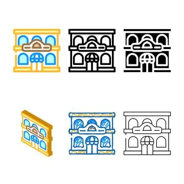 Restaurant building color icon vector modern Ilustración de archivo