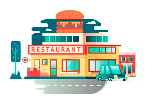 Restaurant building flat design Illustrazione stock