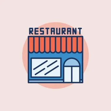 Restaurant building flat icon Stock Illustration