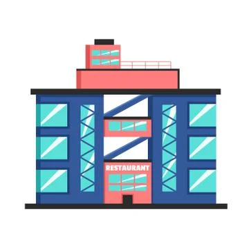 Restaurant building. Flat vector illustration. Constructivism style 스톡 일러스트