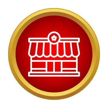 Restaurant building store icon in red circle Ilustración de archivo