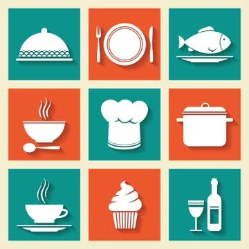 Restaurant cafe icons set Stock Illustration
