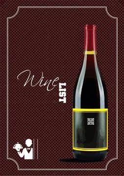Restaurant (cafe) menu. Wine list . Colored  vector illustration Stock Illustration