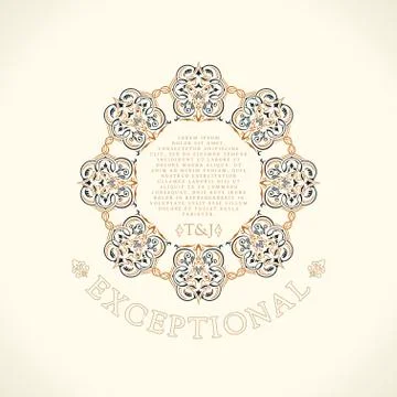 Restaurant calligraphic frame. Luxury line emblem Stock Illustration