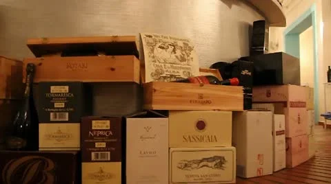 Restaurant - cases of wines Video stock 12032820