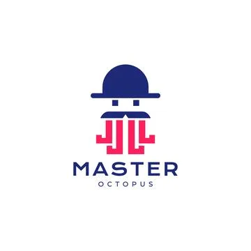 Restaurant chef seafood octopus creature biota sea coral cute logo design v.. Stock Illustration