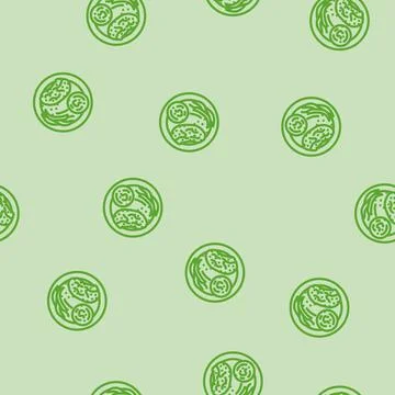 Restaurant chicken fried line vector seamless pattern Stock Illustration