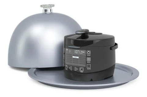 Restaurant cloche with automatic multicooker, 3D rendering Stock Illustration