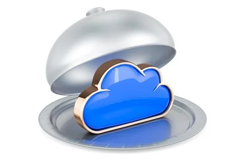 Restaurant cloche with cloud computing, 3D rendering Stock Illustration