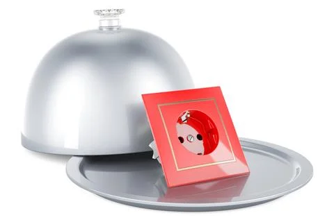 Restaurant cloche with electrical socket, 3D rendering Stock Illustration