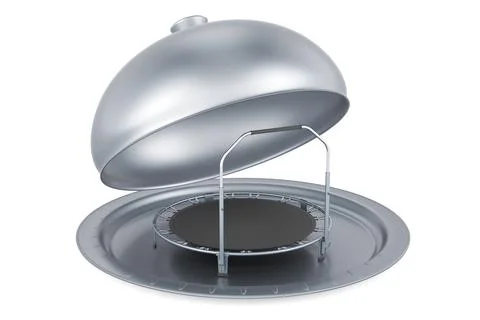 Restaurant cloche with Foldable Mini Trampoline, 3D rendering Stock Illustration