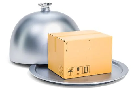 Restaurant cloche with parcel, 3D rendering イラスト素材