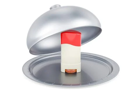 Restaurant cloche with solid antiperspirant deodorant, 3D rendering Stock Illustration