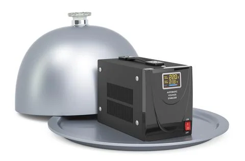 Restaurant cloche with voltage stabilizer, 3D rendering Stock Illustration