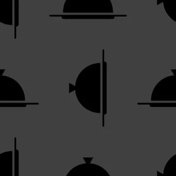 Restaurant cloche web icon. flat design. Seamless gray pattern. イラスト素材