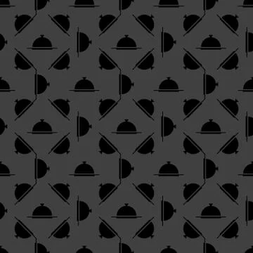 Restaurant cloche web icon. flat design. Seamless gray pattern. イラスト素材