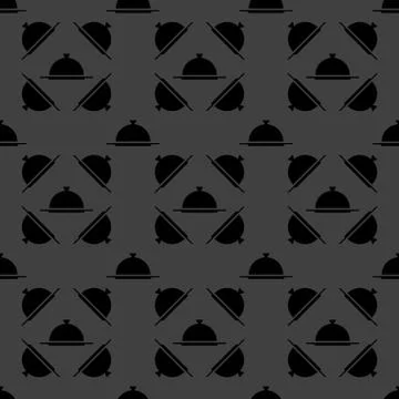 Restaurant cloche web icon. flat design. Seamless gray pattern. イラスト素材