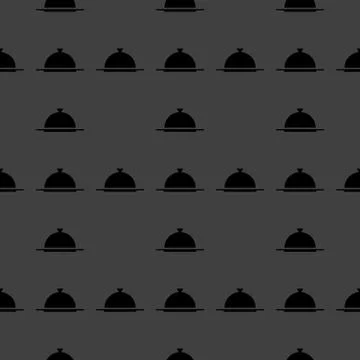 Restaurant cloche web icon. flat design. Seamless gray pattern. イラスト素材