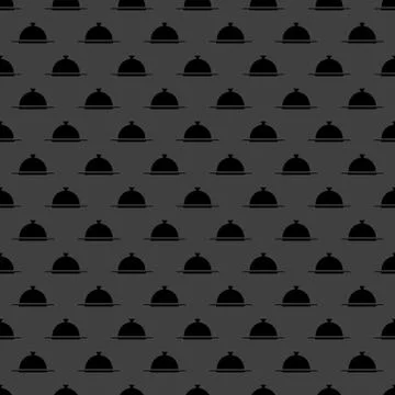 Restaurant cloche web icon. flat design. Seamless gray pattern. Stock Illustration