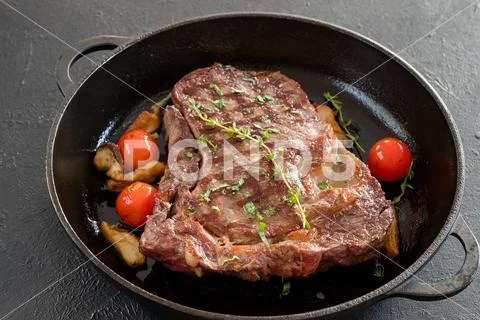 Restaurant cooking grilled meat main course Stock Photos