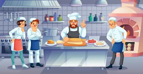 Restaurant cooking master class, culinary lesson Stock Illustration